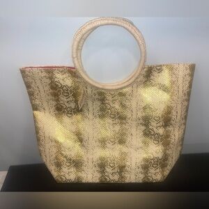 Elegant Gold Snake Print Tote Bag